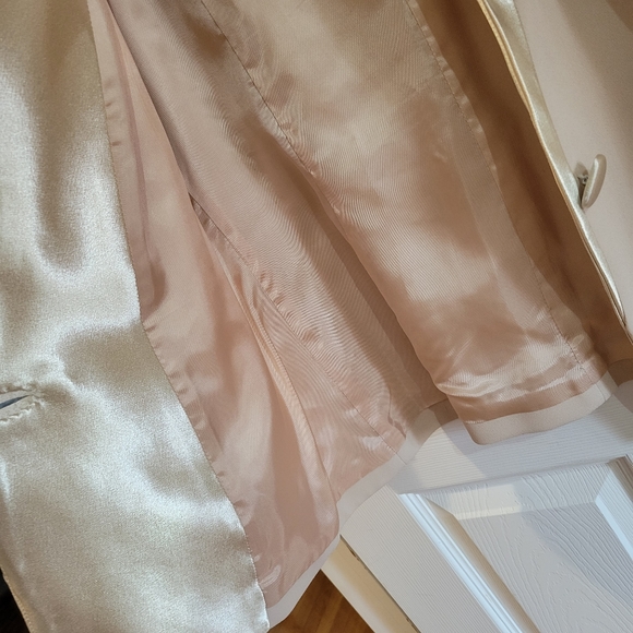 Vintage 80s beige glitter scalloped collar blazer jacket small - Picture 7 of 11